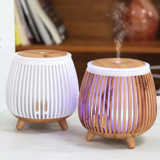 Essential Oil Diffuser Humidifier 140 mL with LED Mood Light,Quiet Aromatherapy Air Freshener for Bedroom,Office,Car or Travel,White