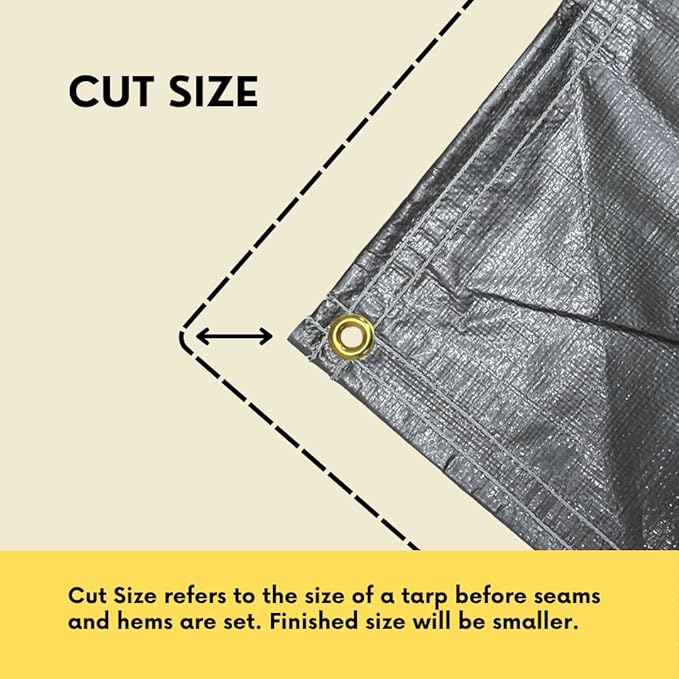 Tarps Heavy Duty Waterproof 24x24 FT, Extra Thick 12 Mil Large Tarps with Grommets and Reinforced Edges,UV Resistant,Tear&Fade Resistant, Silver/Black Multipurpose Cover for Home Boats Cars Camping