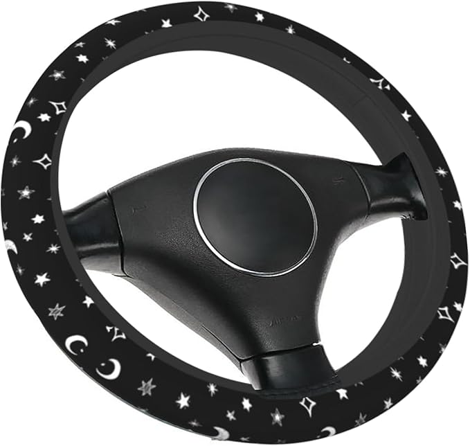 Steering Wheel Cover Moon and Star, 15 Inch Car Accessories for Women Girls Girly, Universal Anti Slip Neoprene Auto Interior Decor Anti Slip Car Protector