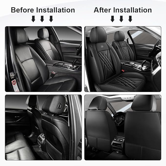 Seat Covers Fit for Toyota Corolla 2015-2026 Leather Car Seat Cover, Stylish Waterproof Breathable Easy to Install Airbag Compatibility, Auto Interior Accessories(Front Set,Black)