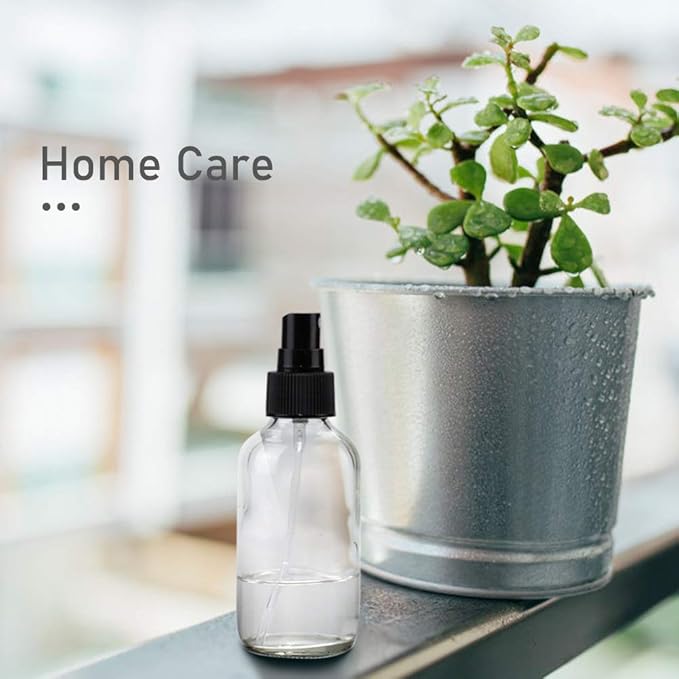 Wedama Spray Bottle, 4 oz Fine Mist Glass Spray Bottles, Little Refillable Liquid Containers for Watering Flowers Cleaning (16 Pack, Clear)