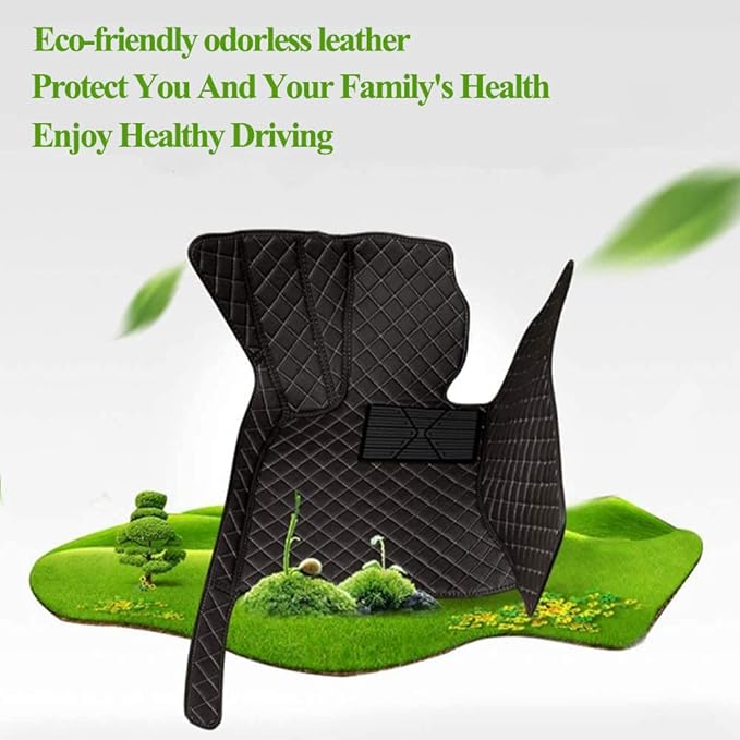 Tesla Model Y 5-Seat 2020-2025 Floor Mats Weatherproof Floor Liner Anti-Slip Design for Ultimate Interior Protection (Black with Beige Stitching)