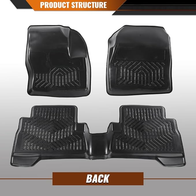 ANDPLAY TPE Floor Mats Liners Compatible with Ford Escape 2013-2019 Fit Ford C-Max 2013-2018 3-Piece Premium All Weather Protection Black Floor Liners alfombras para carro
