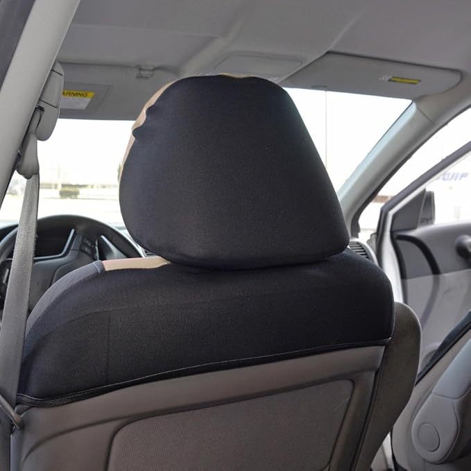 Motor Trend AquaShield Waterproof Front Seat Covers, Beige Seat Covers for Cars – Neoprene Front Car Seats Cover, SUV Seat Covers Protector - Car Interior Cover for Auto, Trucks, & Dog Owners