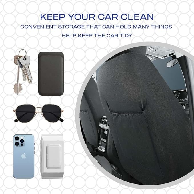 Skechers Memory Foam Car Seat Covers, Lycra Fabric Seat Covers,Seat Cover Full Sets Airbag Compatible, Automotive Comfort Protection for Most Cars,Trucks, SUVs, All Beige