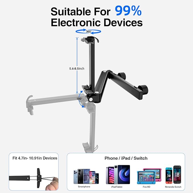 Foldable Tablet Car Holder for Backseat, Adjustable Car Headrest Tablet Holder, Road Trip Essentials for Kids. Back Seat iPad Mount for 4.7-11" Devices