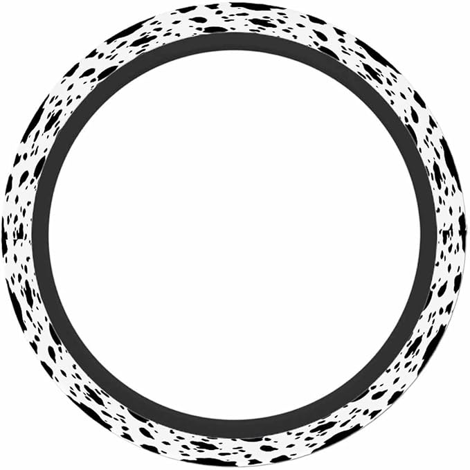 Spotted Animal Texture Elastic Steering Wheel Cover Irregular Black and White Pattern Steering Wheel Cover Anti Slip Protective Case Universal Stretch Steering Protector