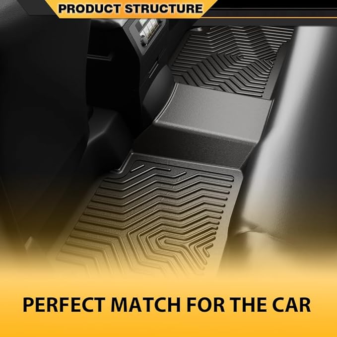 TPE Floor Mats Cargo Mats, Compatible with Chevy Traverse 2018-2024, 1st & 2nd & 3rd Row 4PCS with 2nd Row Bucket Seats, All Weather Full Cover Protection, Black Cargo Liner Interior Accessories