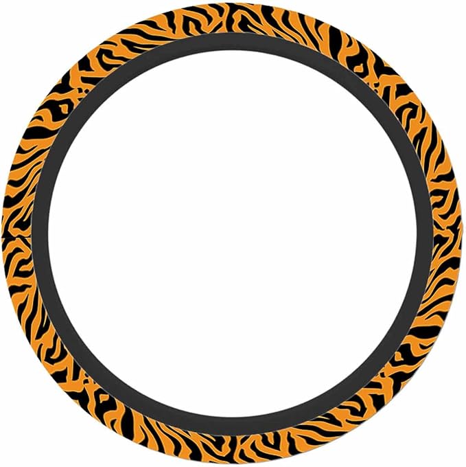 Tiger Stripes Elastic Steering Wheel Cover Yellow and Black Steering Wheel Cover Anti Slip Protective Case Universal Stretch Steering Protector