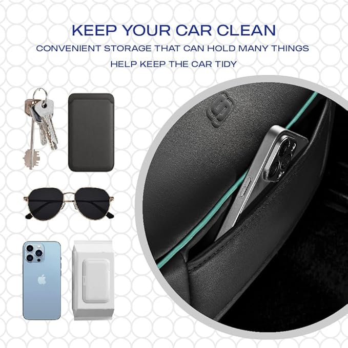 Skechers Car Seat Cover,Memory Foam Luxury Faux Leather Front Bottom Seat Cushion Cover,Universal Anti-Slip and Wrap Around The Bottom with Storage Bags,Suitable for Most Vehicles-1 Piece,Mint