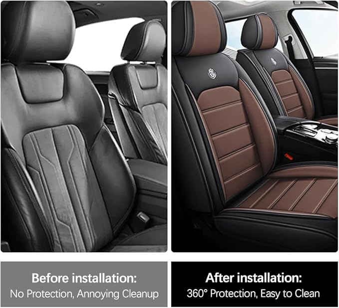 for Toyota Highlander 2006-2026 Seat Covers,Waterproof,Abrasion-Resistant PU Leather 2PCS Front Seat Cover(Black&Coffee)