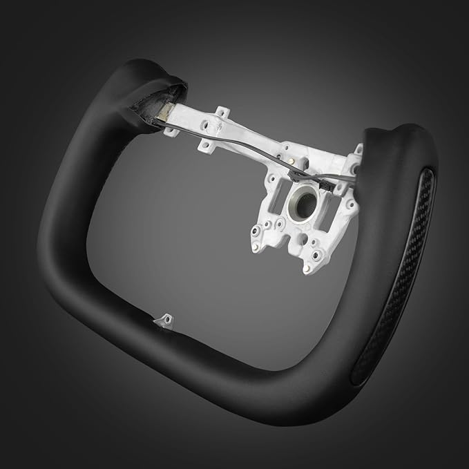 ZIMABLUE Yoke Steering Wheel For Tesla Model 3 Highland Accessories 2024 2025, Black Nappa Leather with Matte Side Carbon Fiber for Tesla Model 3 Highland 2024-2025 With Heating Function