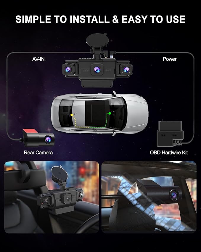 4 Channel 360° Radar Dash Cam Front and Rear Camera for Cars, STARVIS 2 Sensor, Free 128GB Card Included, 24H Parking Mode, 5.8GHz WiFi, Built-in GPS, G-Sensor, 8 IR Night Vision, 170°Wide Angle