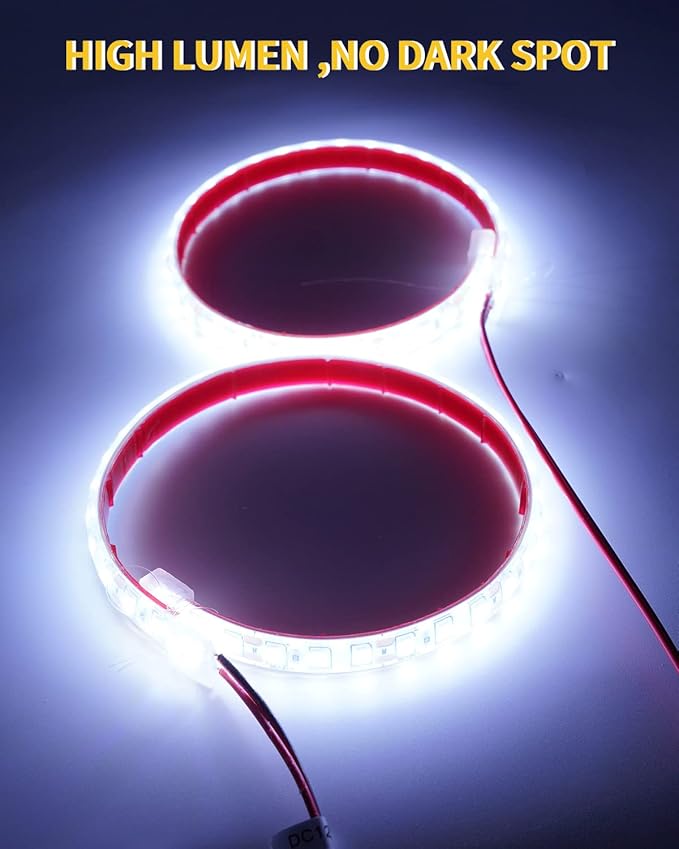 YM E-Bright Golf Cart Light 30CM 36SMD DC12V Waterproof LED Strip for Car Interior & Exterior Decoration DRL Day Running Light,White(Pack of 4)