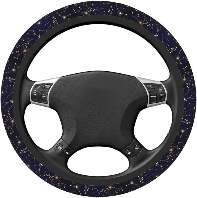 Astrological Star Symbols Steering Wheel Cover for Women Girls, 15 Inches Anti-Slip Steering Wheel Cover for Auto Truck SUV