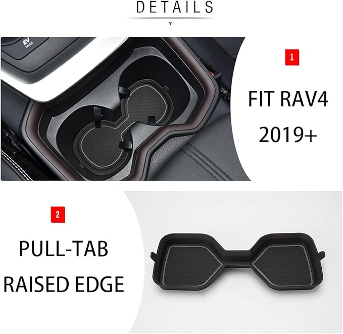 Auovo 3D Cup Holder Inserts for Toyota RAV4 Accessories 2025 2024 2023 2022 2021 2020 2019 Silicone Center Console Cup Holder Coaster Liner Mat Pad Interior Trims (Gray, 2pcs kit)