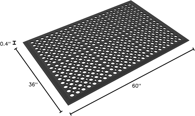 Envelor Anti Fatigue Rubber Floor Mat Non-Slip Restaurant Mat for Floors Bar Drainage Mat Doormat Utility Garage Home Slip Pool Entry 36 x 60 Inches