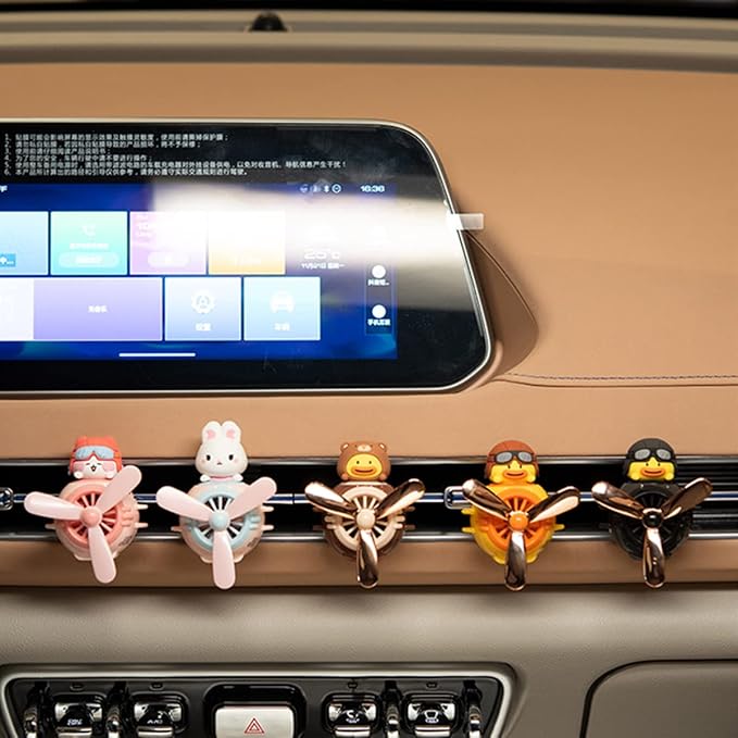 2 Pieces Car Air Fresheners, Cute Bear Pilot Car Diffuser, Propeller Air Outlet Vent Fresheners, Automotive Interiors Vent Decoration (Cat+Duck)