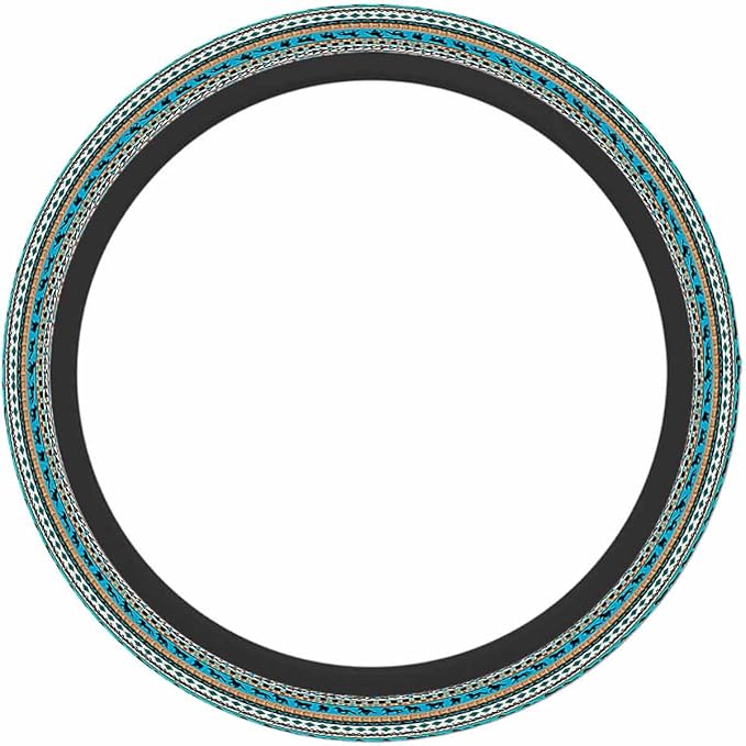 Tribal Ethnic Pattern with Horse Silhouette and Traditional Symbols Elastic Steering Wheel Cover Steering Wheel Cover Anti Slip Protective Case Universal Stretch Steering Protector