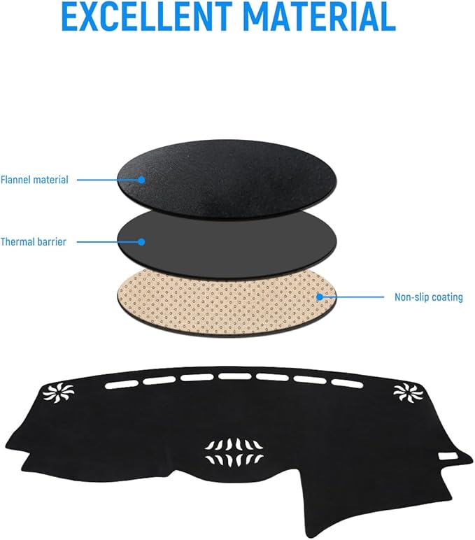 BIBLOZ Dash Cover for Lexus RX RX330 2004-2006/RX350 2007-2009/RX400h 2006-2008 Accessories Black Flannel Dashboard Cover Mat Car Dashboard UV Sun