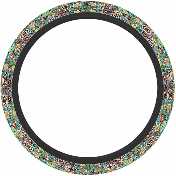 Flowers Elastic Steering Wheel Cover and Styles Steering Wheel Cover Anti Slip Protective Case Universal Stretch Steering Protector