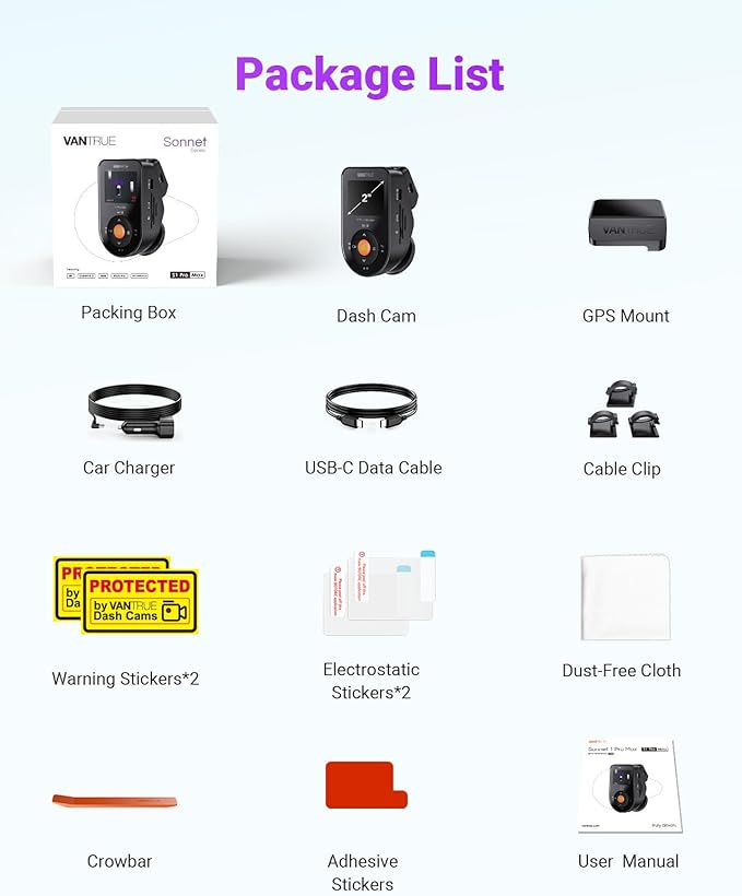 Vantrue S1 Pro Max AI Dash Cam, ADAS, 4K Dash Camera with Parking Mode, Voice/APP Control, 5GHz WiFi, STARVIS 2, HDR, PlatePix, Night Vision, GPS, Dashcam Support 1TB