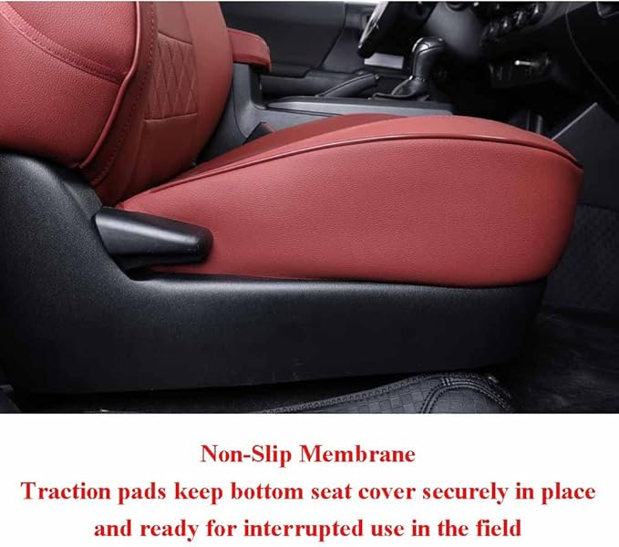 EKR Custom Fit Tacoma Front Car Seat Covers for Select Toyota Tacoma 2016 2017 2018 2019 2020 2021 2022 2023 Double Cab/Access Cab - Front Row Only,Leather (Burgundy)