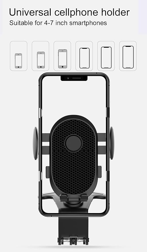 360°Rotatable Instrument Panel Clip Car Phone Holder, Multifunctional Adjustable Mount for All Mobile Phones (Collet-Black)