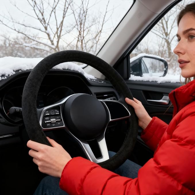 Steering Wheel Cover - 12V Plug-in Heated Wheel Protector for Winter Vehicles, Sedan, Truck, Minivan, Daily Commute, Long Drive, Road Trip, Travel Adventure, Comfortable Anti-Slip Design