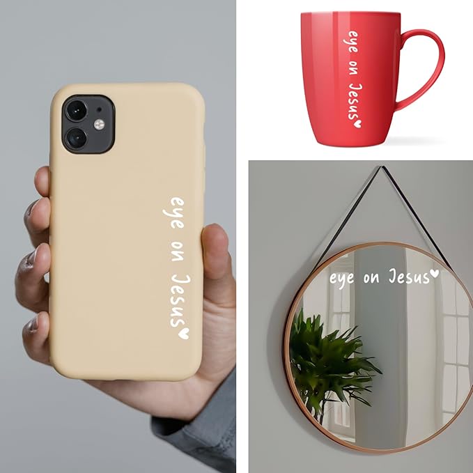 Rearview -Mirror -Decal Water Bottle -Stickers Affirmation Reminder Sticker Laptop Bumper Tumbler Vinyl Sticker Car Mirror Decal Funny Car Decor -Gift (White, Eye on Jesus)