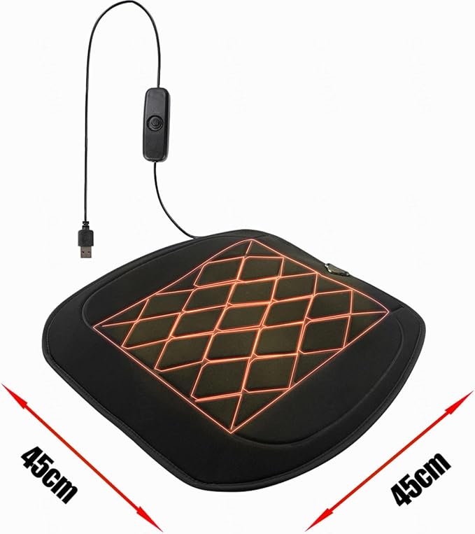 Non-Slip Warm Car seat Cushion Easy to Install and Detachable Essential for Long Distance Driving in Winter,USBport