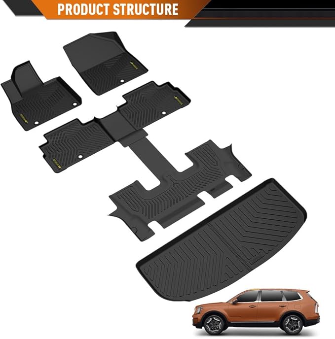 ANDPLAY TPE Floor Mats Liners 4PCS Compatible with Kia Telluride 2020 2021 2022 2023 2024 2025 All Weather Protection Black Floor Liners alfombras para carro