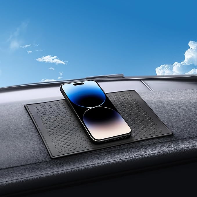 Anti Slip Sticky Pad for Car Dashboard, Non-slip Dash Adhesive Gel Mat 7.9x5.1 Inch for Phones Radar Detector Sunglasses Keys GPS Coins Electronic Devices (2 Pack)