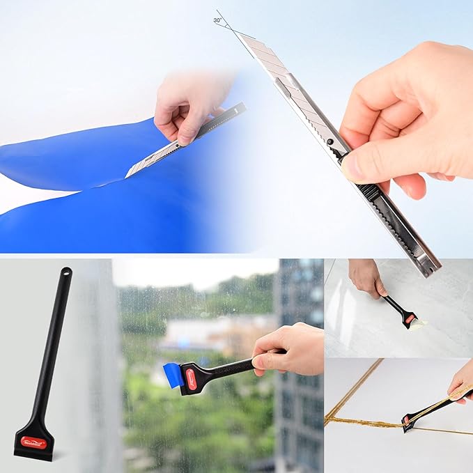 NEWISHTOOL Car Tint Kit Window Tinting Tools for Windshield/Rear Glass Film Install and Clean - Includes Bulldozer Squeegee, Felt Squeegee, Window Scraper, Small PPF, Utility Knife, Vinyl Wrap Cutter