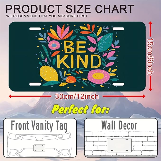BE Kind. Princess. Front License Plate Aluminum Decorative License Plates Funny Metal Car Plate 6"X12" Novelty Vanity Tag Cover with 4 Holes Car Decor Accessory (LVCP25109010)