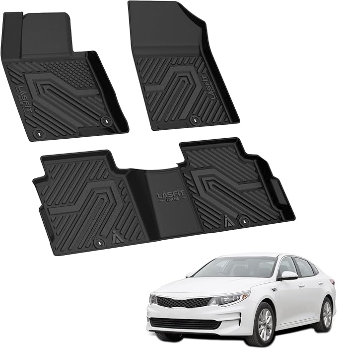 LASFIT Floor Mats for Hyundai Sonata & Hybrid 2019 2018 2017 2016 2015 & KIA Optima 2016-2020, All Weather TPE Custom Fit Accessories Floor Liners 1st & 2nd Row Car Mats, Black