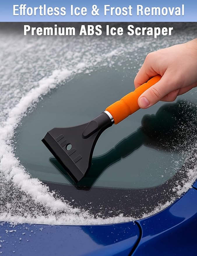 17" Snow Brush & Ice Scraper for Car Windshield | Heavy-Duty Snow Removal Tool | Small Snow Brush with Ergonomic Foam Grip | Essential Car Winter Accessory | Efficient Snow Clearing Brush