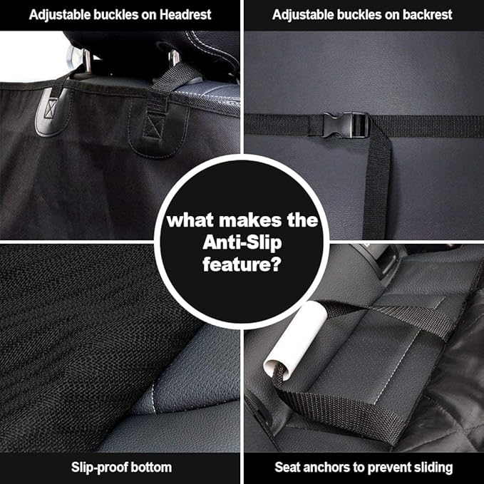 AsFrost Dog Seat Cover Cars Trucks SUVs, Thick 600D Heavy Duty Pets Car Seat Cover, Waterproof & Wear-Resistant Durable Nonslip Backing & Hammock Convertible, Black, 2 Pack