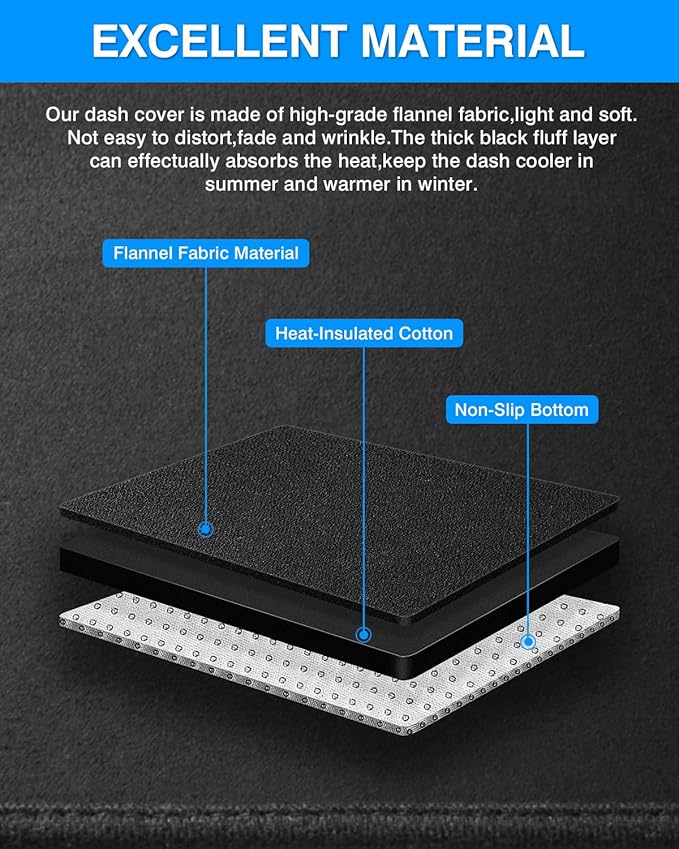 Autorder Dashboard Cover Mat for 2014-2023 Jeep Cherokee Accessories Dash Cover Flannel Dash Mat Sunshade Glare UV Rays Protector (Not Fit Grand Cherokee)