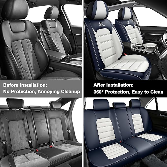 5 Seat Covers for Toyota RAV4 2000-2026 Breathable Car Seat Covers,Anti-Slip Waterproof Car Seat Protectors with Airbag,Automotive Vehicle Cushion with Storage Pockets (Standard,Blue)