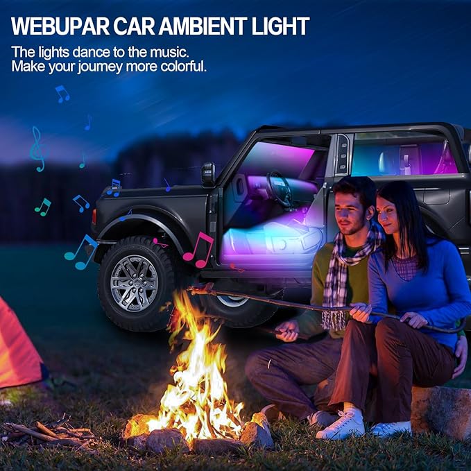 Dreamcolor Acrylic Interior Car Light 10 in 1 Automotive Ambient Light Kits with APP Control 16 Million Color 175 inches Fiber Optic Car LED Strip Light, RGB Music Sync Sound Activated Neon Car Light