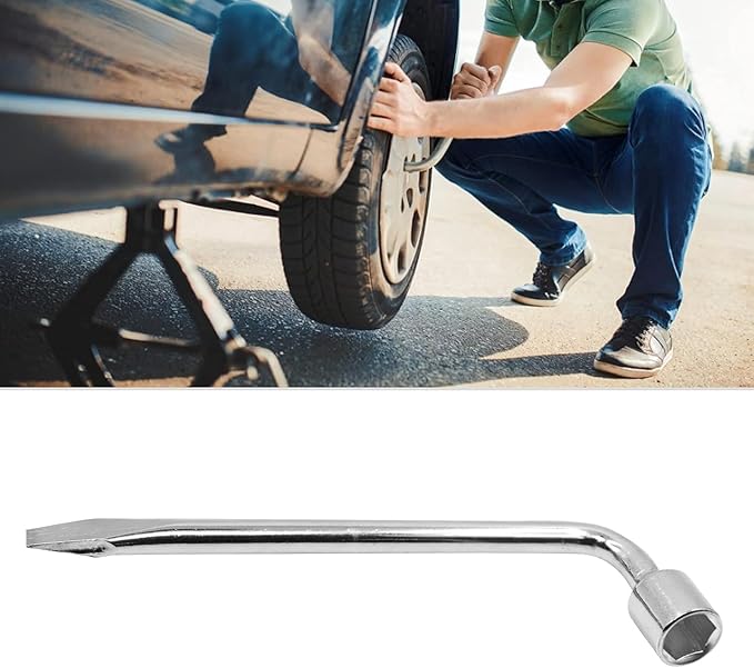 YXQ Car Spare Tire Lug Wrench for Jack 17mm/0.67" L Type Hexagon Slotted End Socket Repair Tool