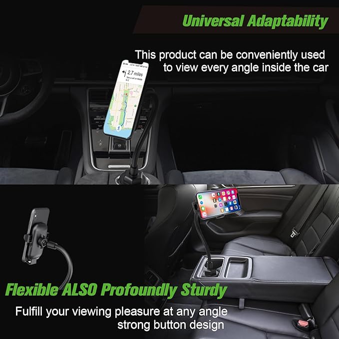 Esoulk [Upgraded Version Cup Phone Holder for Car, Universal Adjustable Long Neck Car Phone Mount Cradle Friendly Compatible with iPhone Samsung Google and All 4.0-7.0 inches Smartphones (Cup Holder)
