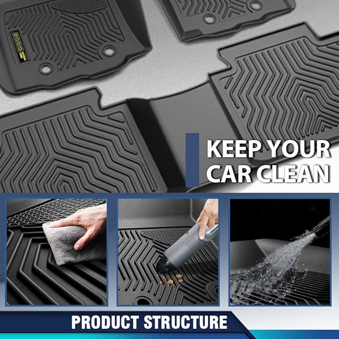 PIT66 Floor Mats Compatible with Ford F150 Super Crew 2015-2025 (Fit 22-24 Lightning Models) w/o Fold Flat Storage (Heavy Duty) 3-Piece All Weather TPE Cargo Liners