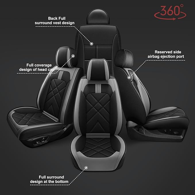 AOMSAZTO Seat Covers Custom Fit for 2022-2025 2026 Toyota Tundra Crewmax Double Cab Breathable Leather Truck Car Seat Covers Full Set (Black)
