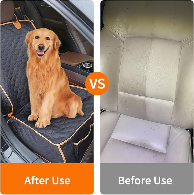 1 Pack Front Seat Car Cover, Waterproof Dog Car Seat Cover, Non-Slip & Scratch-Proof, Pet Car Seat Protector with Side Flaps and Storage Pocket, Car Seat Cover for Most Cars, Trucks and SUVs