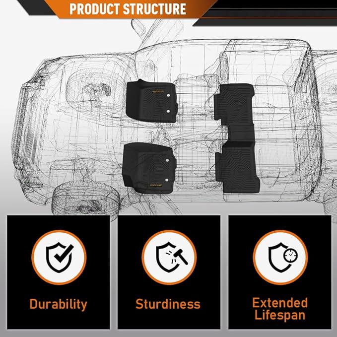 ANDPLAY TPE Floor Mats Liners 3 PCS Compatible with Honda CR-V 2017-2022 Fit Honda CR-V Hybrid 2017-2022 All Weather Protection Black Floor Liners alfombras para carro