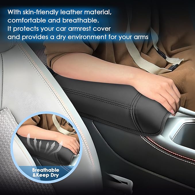 2025 2026 Kicks Accessories Center Console Cover for Nissan Kicks (S/SV/SR), Waterproof &Comfy Leather Kicks Armrest Cover 226 2025 Kicks Accessories