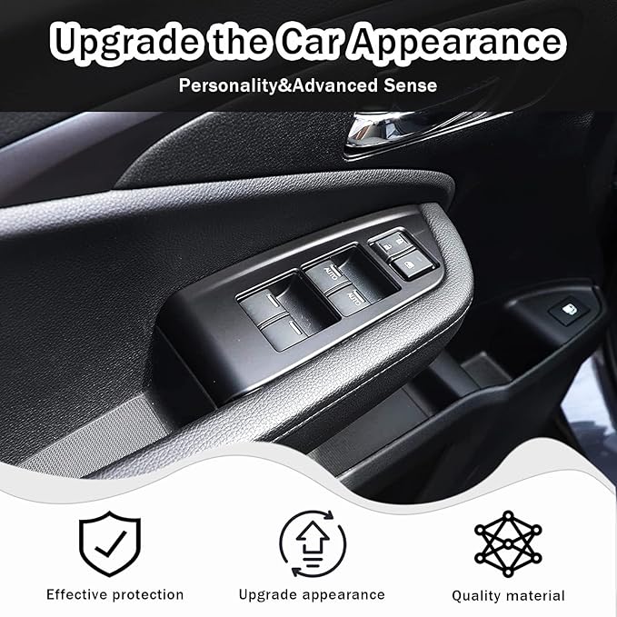 Armrest Box Handle Cover & Side Air Vent Cover & Window Lift Switch Panel Cover Trim Kit Compatible with Pilot 2016-2022/ Passport 2019-2023 Accessories ABS (Matte Black)