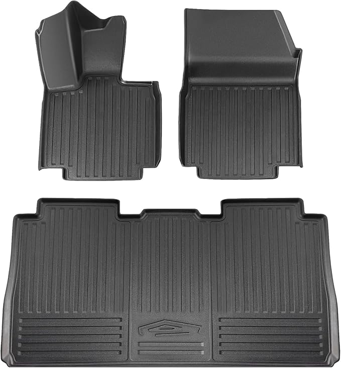TripleAliners Floor Mats Compatible with Tesla Cybertruck 2023 2024 2025 Accessories All Weather 3D Custom Fit Black TPE Floor Liners 1st & 2nd Row Interior Liners(Floor Mats)